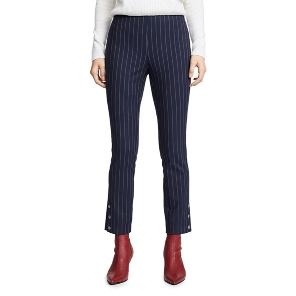 Nwt Rag & Bone Navy Striped Simone Snap Pants